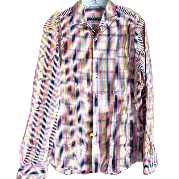 Bugatchi Flip Cuff Button Front Size L  Mens Long Sleeve Shirt Fitted - Picture 1 of 4